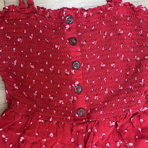 Hollister Smocked Red Floral Romper Dress - Picture 2 of 7